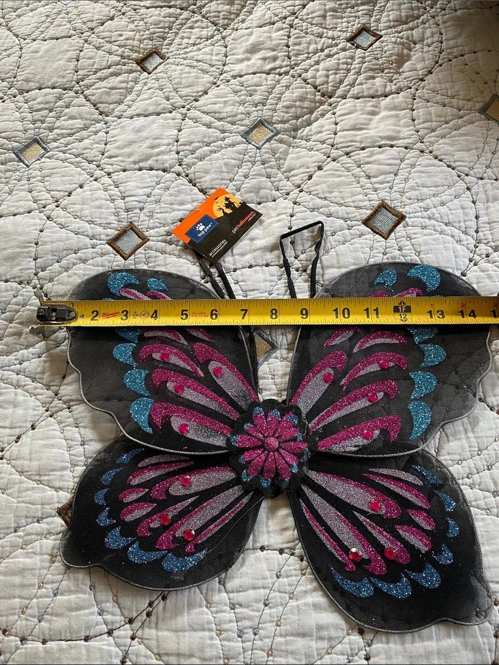 Top Paw Black Butterfly Wings with Pink and Teal Glitter